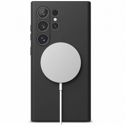 Ringke Liquid Silicone Magnetic Case - силиконов (TPU) калъф с MagSafe за Samsung Galaxy S24 Ultra (черен) 4