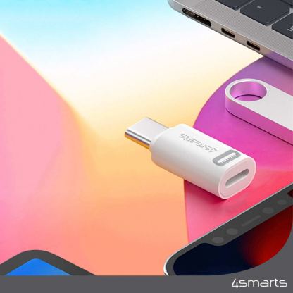 4smarts Lightning Female to USB-C Male Adapter 27W 2 Pack  - 2 броя адаптери от Lightning женско към USB-C мъжко за iPhone и устройства с USB-C порт (бял) 5
