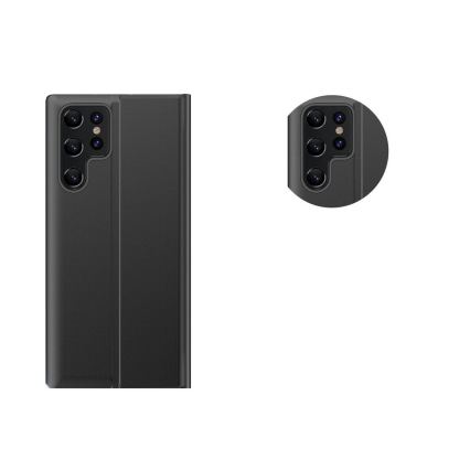 Sleep View Case - кожен калъф, тип портфейл за Samsung Galaxy S24 Ultra (черен) 3