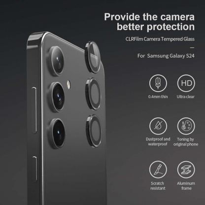 Nillkin CLRFilm Tempered Glass Lens Protector - предпазни стъклени лещи за камерата на Samsung Galaxy S24 Plus (черен) 2