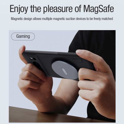 Nillkin Super Frosted Pro Magnetic Case - хибриден удароустойчив кейс с MagSafe за Samsung Galaxy S24 Ultra (черен)  6