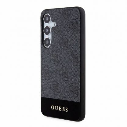 Guess PU 4G Stripe Leather Hard Case - дизайнерски кожен кейс за Samsung Galaxy S24 (сив) 2