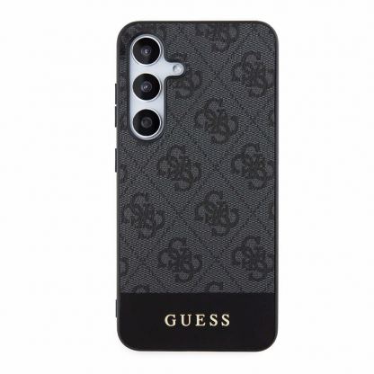 Guess PU 4G Stripe Leather Hard Case - дизайнерски кожен кейс за Samsung Galaxy S24 (сив) 3
