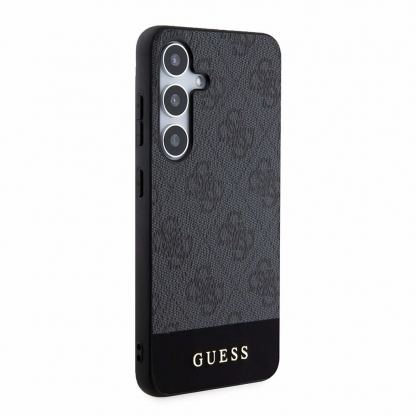 Guess PU 4G Stripe Leather Hard Case - дизайнерски кожен кейс за Samsung Galaxy S24 (сив) 4