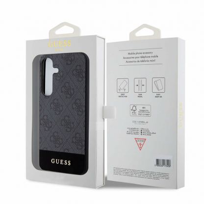 Guess PU 4G Stripe Leather Hard Case - дизайнерски кожен кейс за Samsung Galaxy S24 (сив) 7
