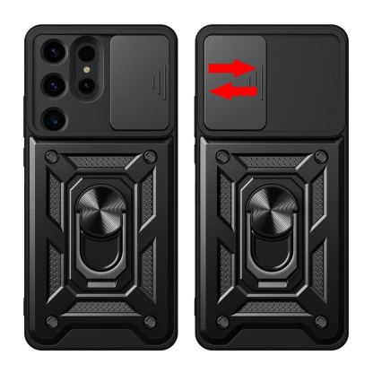 Armor Camshield Hybrid Case With Stand - хибриден удароустойчив кейс с пръстен против изпускане за Samsung Galaxy S24 Ultra (черен) 7