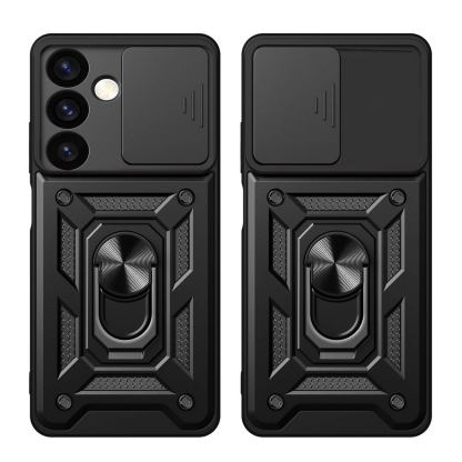 Armor Camshield Hybrid Case With Stand - хибриден удароустойчив кейс с пръстен против изпускане за Samsung Galaxy S24 Plus (черен) 2