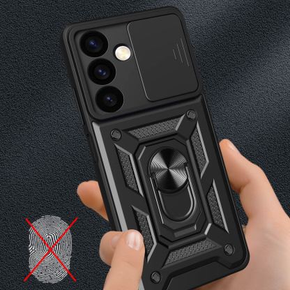 Armor Camshield Hybrid Case With Stand - хибриден удароустойчив кейс с пръстен против изпускане за Samsung Galaxy S24 Plus (черен) 4