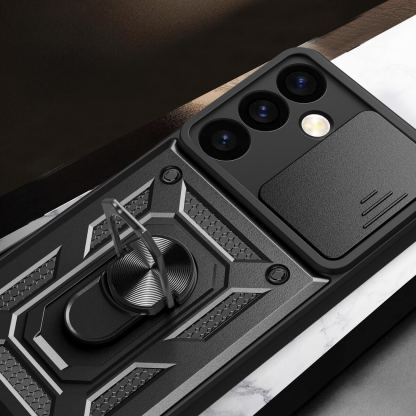Armor Camshield Hybrid Case With Stand - хибриден удароустойчив кейс с пръстен против изпускане за Samsung Galaxy S24 Plus (черен) 6