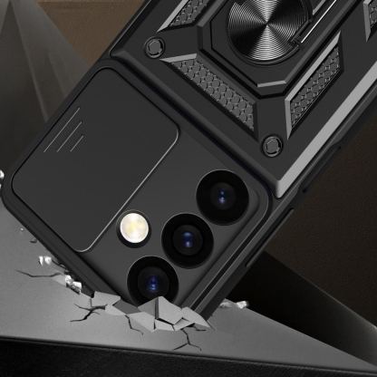 Armor Camshield Hybrid Case With Stand - хибриден удароустойчив кейс с пръстен против изпускане за Samsung Galaxy S24 Plus (черен) 7