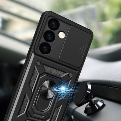 Armor Camshield Hybrid Case With Stand - хибриден удароустойчив кейс с пръстен против изпускане за Samsung Galaxy S24 Plus (черен) 8