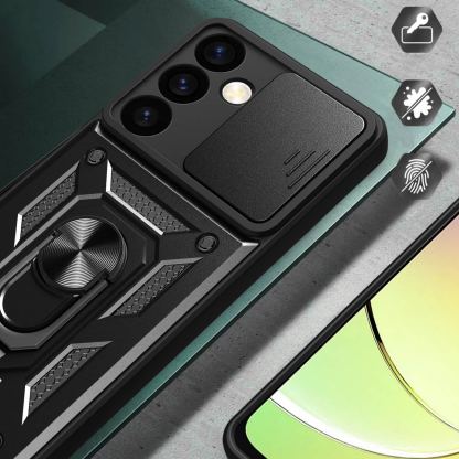 Armor Camshield Hybrid Case With Stand - хибриден удароустойчив кейс с пръстен против изпускане за Samsung Galaxy S24 Plus (черен) 9