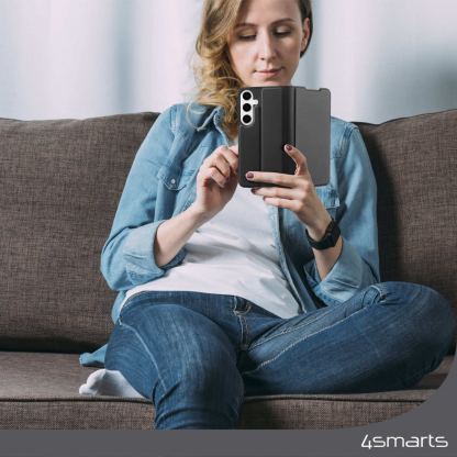 4smarts Flip Case Urban Lite - кожен калъф с поставка и отделение за кр. карта за Samsung Galaxy S24 Plus (черен) 3