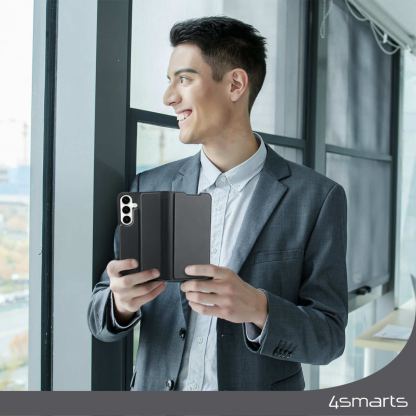 4smarts Flip Case Urban Lite - кожен калъф с поставка и отделение за кр. карта за Samsung Galaxy S24 Plus (черен) 5