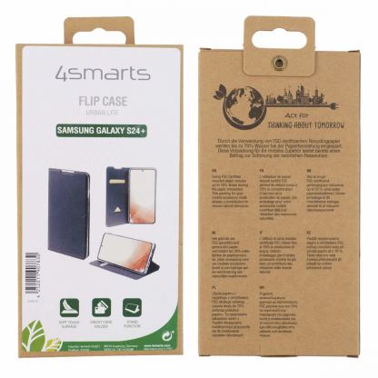 4smarts Flip Case Urban Lite - кожен калъф с поставка и отделение за кр. карта за Samsung Galaxy S24 Plus (черен) 6