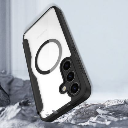 Dux Ducis Skin X Pro Magnetic Wallet Case - удароустойчив хибриден кожен кейс с отделение за карти и MagSafe за Samsung Galaxy S24 Plus (черен-прозрачен) 10