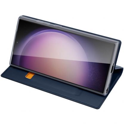 Dux Ducis Skin Pro Case - кожен калъф с поставка и отделение за кр. карти за Samsung Galaxy S24 Ultra (тъмносин) 4