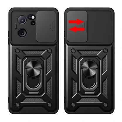 Tech-Protect CamShield Pro Hard Case - хибриден удароустойчив кейс с пръстен против изпускане за Xiaomi 13T, Xiaomi 13T Pro (черен) 3