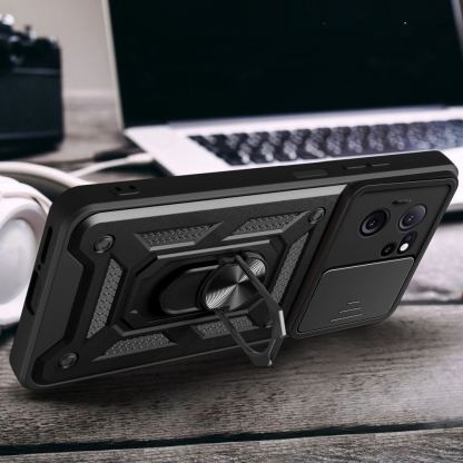 Tech-Protect CamShield Pro Hard Case - хибриден удароустойчив кейс с пръстен против изпускане за Xiaomi 13T, Xiaomi 13T Pro (черен) 5