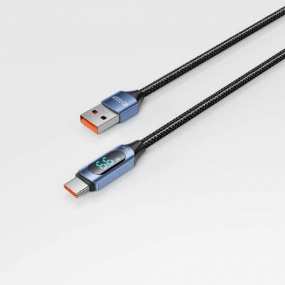 Tech-Protect UltraBoost USB-A to USB-C Cable with LED Display 66W - здрав кабел с въжена оплетка с бързо зареждане за устройства с USB-C порт (100 см) (син) 3