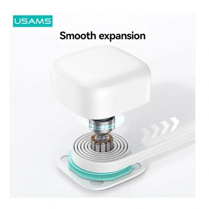 Usams GaN Wall Charger With Magnetic Retractable Lightning Cable 35W - захранване за ел. мрежа с 1xUSB-C изход и вграден Lightning кабел (бял) 4