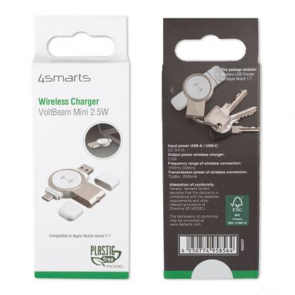 4smarts VoltBeam Mini Magnetic Portable Apple Watch Charger 2.5W - докинг станция за зареждане на Apple Watch (бял) 4
