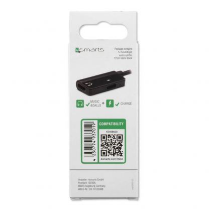 4smarts SoundSplit USB-C Male to 2xUSB-C Passive Female Audio Adapter - пасивен USB-C адаптер с 2xUSB-C изхода за устройства с USB-C порт (черен) 4