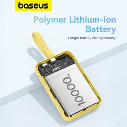 Baseus Magnetic Mini Wireless Charging Power Bank 10000 mAh 20W (P10022109Y23-00) - преносима външна батерия с вграден Ligtning кабел и безжично зареждане с MagSafe (жълт)  13