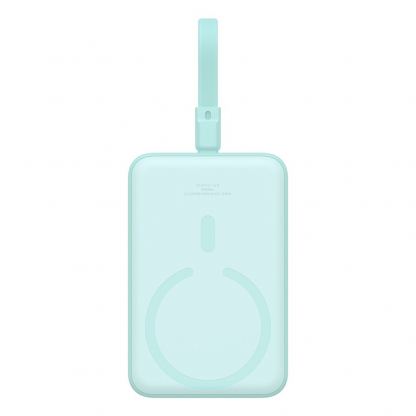 Baseus Magnetic Mini Wireless Charging Power Bank 10000 mAh 20W (P10022109333-00) - преносима външна батерия с вграден Ligtning кабел и безжично зареждане с MagSafe (светлосин)  2
