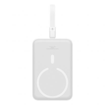 Baseus Magnetic Mini Wireless Charging Power Bank 10000 mAh 20W (P10022109223-00) - преносима външна батерия с вграден Ligtning кабел и безжично зареждане с MagSafe (бял)  2