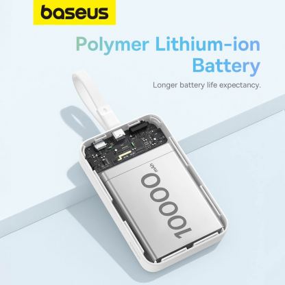 Baseus Magnetic Mini Wireless Charging Power Bank 10000 mAh 20W (P10022109223-00) - преносима външна батерия с вграден Ligtning кабел и безжично зареждане с MagSafe (бял)  13