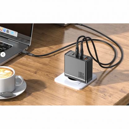 McDodo GaN Wall Charger 100W - захранване за ел. мрежа за лаптопи, смартфони и таблети с USB-A и 3xUSB-C изходи за зареждане на мобилни устройства (черен) 3