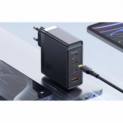 McDodo GaN Wall Charger 100W - захранване за ел. мрежа за лаптопи, смартфони и таблети с USB-A и 3xUSB-C изходи за зареждане на мобилни устройства (черен) 5