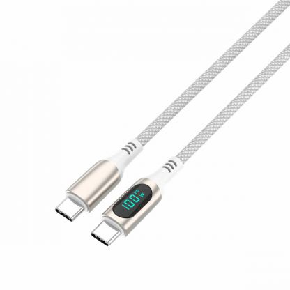 4smarts DigitCord USB-C to USB-C 100W Cable - здрав кабел с въжена оплетка и дисплей, за зареждане на устройства с USB-C порт (300 см) (бял) 3
