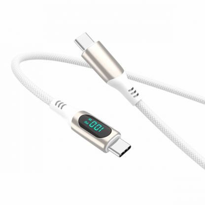 4smarts DigitCord USB-C to USB-C 100W Cable - здрав кабел с въжена оплетка и дисплей, за зареждане на устройства с USB-C порт (300 см) (бял) 5