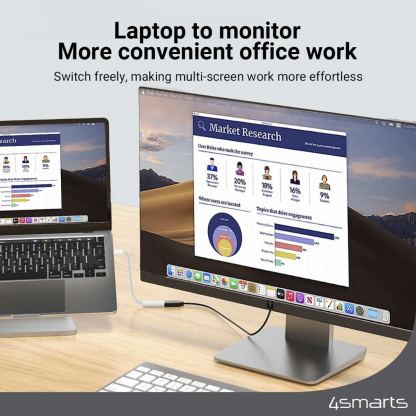 4smarts 4K 60Hz USB-C to HDMI Adapter - адаптер с поддръжка на 4K за свързване от USB-C към HDMI (15 см) (бял) 5