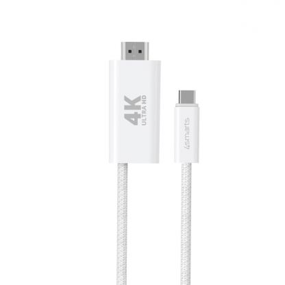 4smarts 4K 60Hz USB-C to HDMI PD Cable - кабел с поддръжка на 4K за свързване и PD зареждане от USB-C към HDMI (200 см) (бял) 4