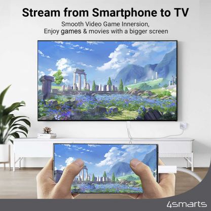 4smarts 4K 60Hz USB-C to HDMI PD Cable - кабел с поддръжка на 4K за свързване и PD зареждане от USB-C към HDMI (200 см) (бял) 6