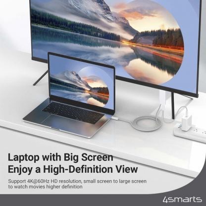 4smarts 4K 60Hz USB-C to HDMI PD Cable - кабел с поддръжка на 4K за свързване и PD зареждане от USB-C към HDMI (200 см) (бял) 7