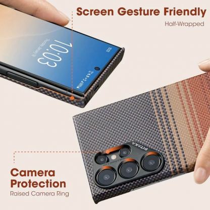 Pitaka MagEZ 4 1500D Aramid Fiber MagSafe Case - кевларен кейс с MagSafe за Samsung Galaxy S24 Ultra (шарен)  10
