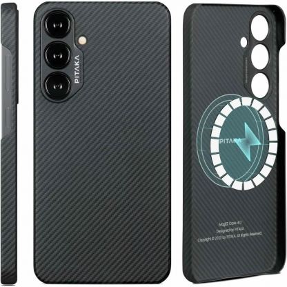 Pitaka MagEZ 4 600D Aramid Fiber MagSafe Case - кевларен кейс с MagSafe за Samsung Galaxy S24 Plus (черен-сив)  2