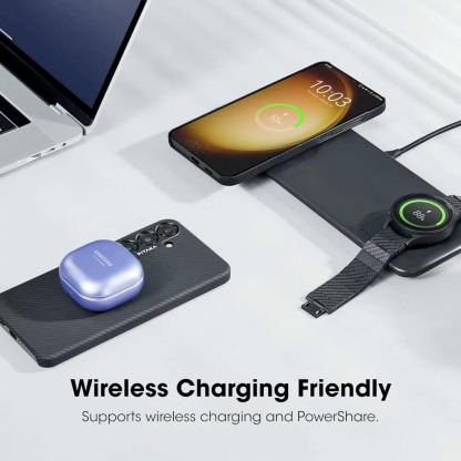 Pitaka MagEZ 4 600D Aramid Fiber MagSafe Case - кевларен кейс с MagSafe за Samsung Galaxy S24 Plus (черен-сив)  9