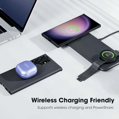 Pitaka MagEZ 4 600D Aramid Fiber MagSafe Case - кевларен кейс с MagSafe за Samsung Galaxy S24 Ultra (черен-сив)  11