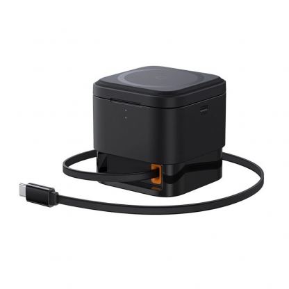 Baseus 2in1 MagPro Magnetic Charger with MagSafe 20W (BS-W531) - двойна поставка (пад) за безжично зареждане за iPhone с MagSafe и AirPods с вграден USB-C кабел  (черен) 5