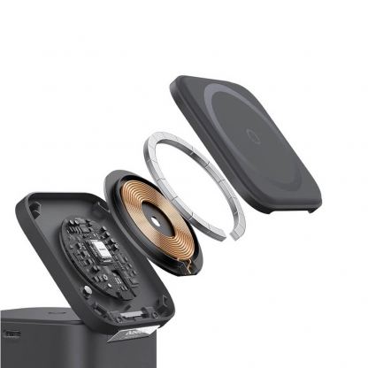 Baseus 2in1 MagPro Magnetic Charger with MagSafe 20W (BS-W531) - двойна поставка (пад) за безжично зареждане за iPhone с MagSafe и AirPods с вграден USB-C кабел  (черен) 6