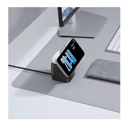 Baseus 2in1 MagPro Magnetic Charger with MagSafe 20W (BS-W531) - двойна поставка (пад) за безжично зареждане за iPhone с MagSafe и AirPods с вграден USB-C кабел  (черен) 9