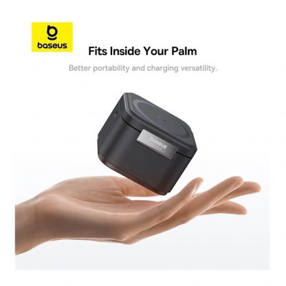 Baseus 2in1 MagPro Magnetic Charger with MagSafe 20W (BS-W531) - двойна поставка (пад) за безжично зареждане за iPhone с MagSafe и AirPods с вграден USB-C кабел  (черен) 16