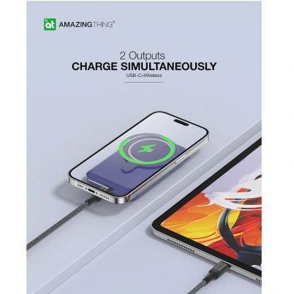 AmazingThing Thunder Pro Stand Magnetic Wireless Power Bank 5000 mAh 22.5W - преносима външна батерия с USB-C порт и безжично зареждане с MagSafe (син) 4