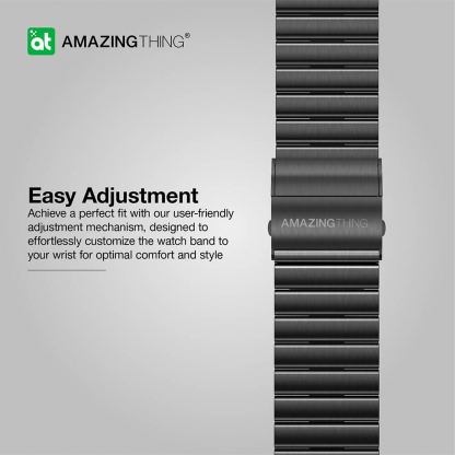 AmazingThing Titan Stainless Steel Band - стоманена каишка за Apple Watch 42мм, 44мм, 45мм, 46мм, Ultra 49мм (черен) 7