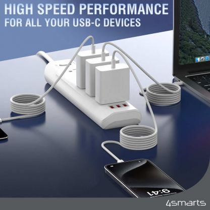 4smarts USB-C to USB-C RollUp Magnetic Cable 100W - здрав кабел с вграден магнитен органайзер за устройства с USB-C порт (150 см) (бял) 8